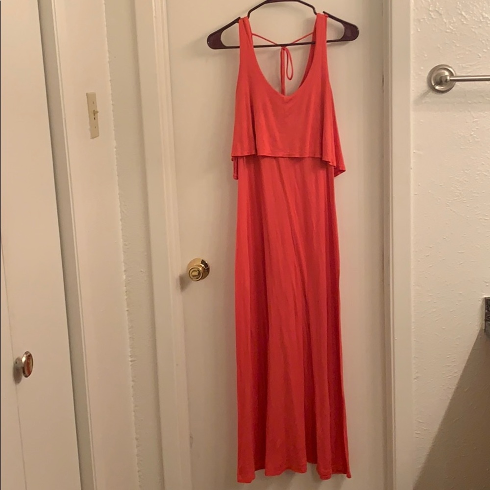 Watermelon colored maxi dress